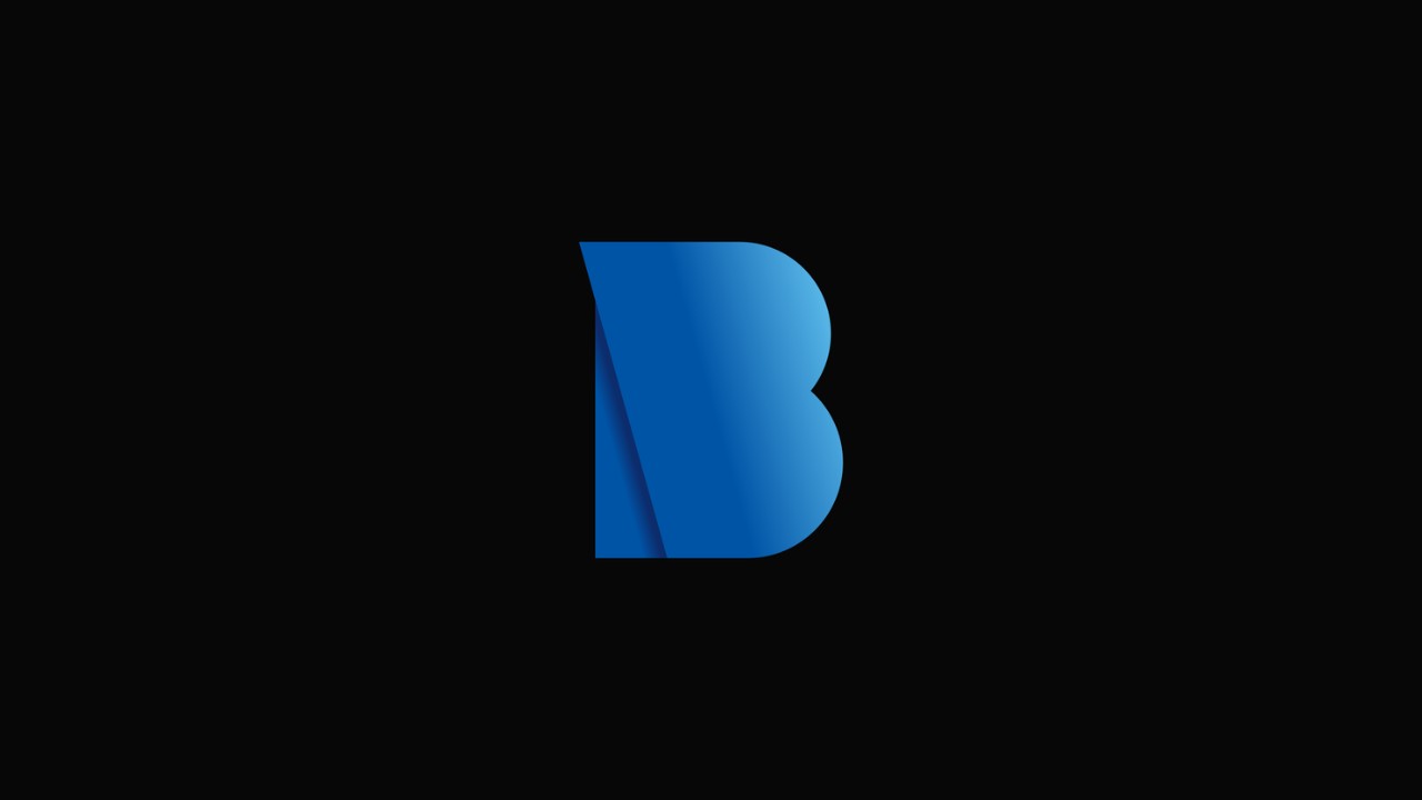 Logo von BioWare: blaues stilisiertes B auf schwarzem Hintergrund