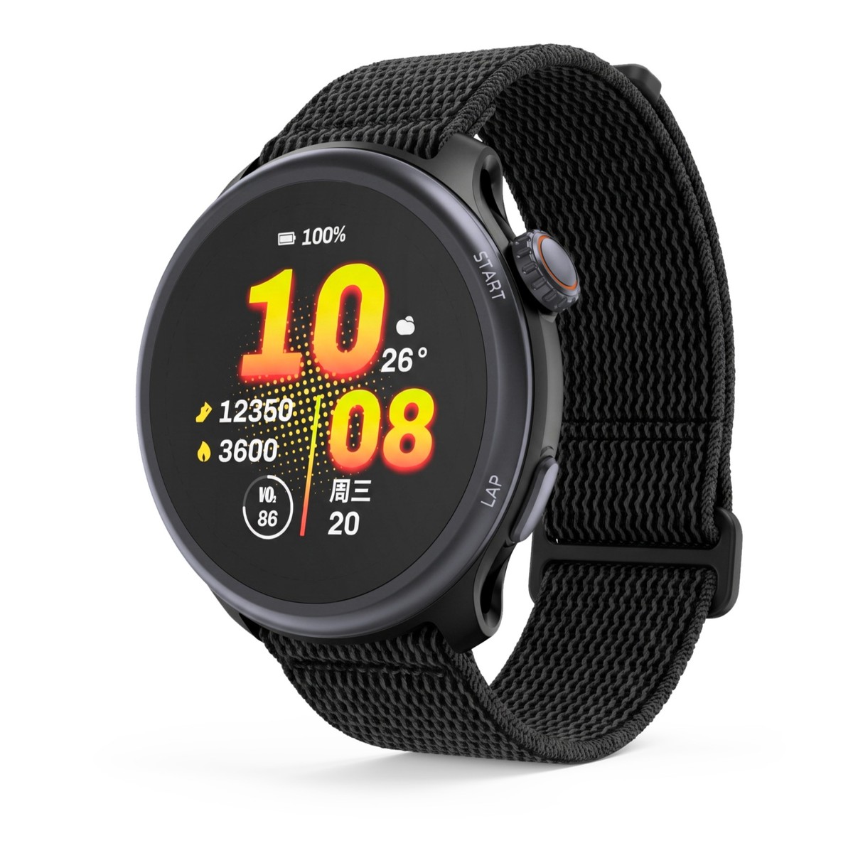 Hama Smartwatch Aro in Schwarz mit Stoffarmband und AMOLED-Display, freigestellt
